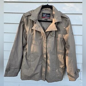 Zero Xposur Rain Jacket Womens size Large Hooded raincoat Brown Casual